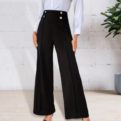 Pants High Waisted Wide Straight Leg Trousers Spring Autumn Casual Trousers with Button