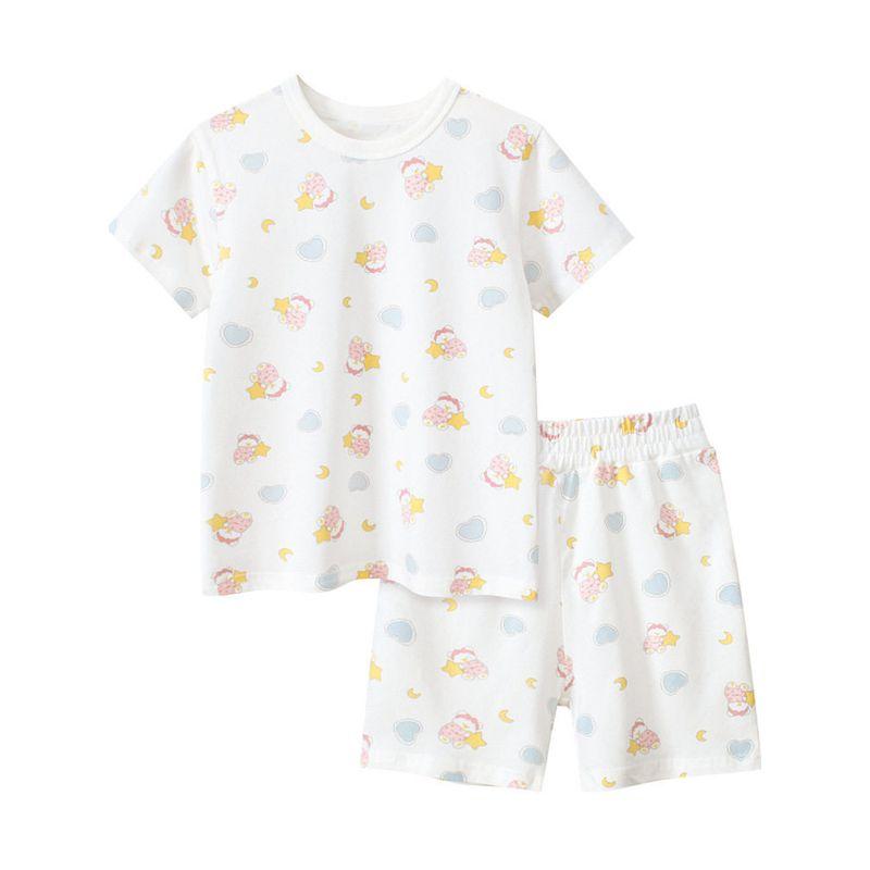 27Home Brand Summer Kidsren's Short-Sleeved Suit Lycra Cotton Home Clothes Pajamas Two-Piece Set Baby Girl Clothes