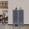 7-Tier Shoe Storage Cabinet with Louvre Doors, Grey 2-Door Shoe Rack Organizer, Holds Up to 22 lbs Per Shelf for Entryway,Closet