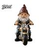Hand Painted Gnome Figurine Riding Retro Motorcycle Figurine Motorbike Dwarf Resin Statue Ornament Sculpture for Home Office Desk Bookshelf