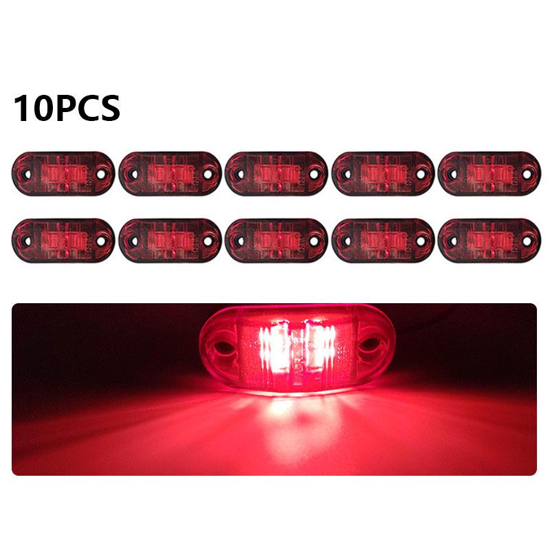 

10Pcs 12V-24V LED Side Marker Lights Oval Front Rear Clearance Indicator Lamp for Lorry Trailer Trucks Warning Signal Light