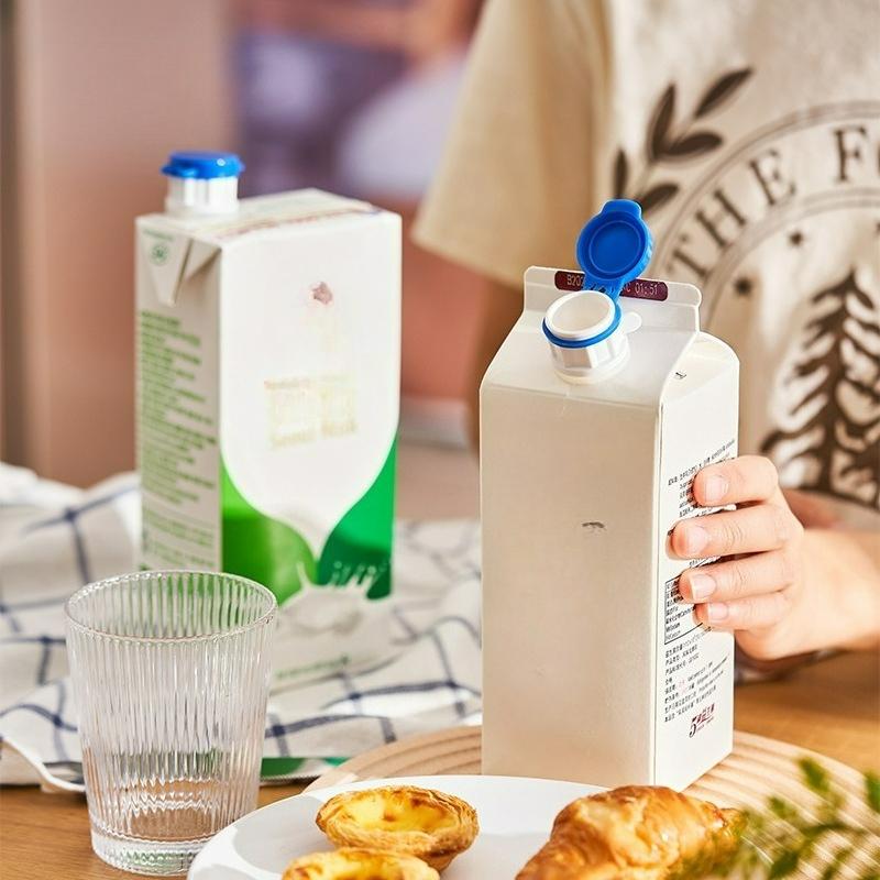 2Pcs Creative Boxed Drink Diversion Device with Cover Anti-spill Sealing Milk Drink Extension Nozzle Drainage Device