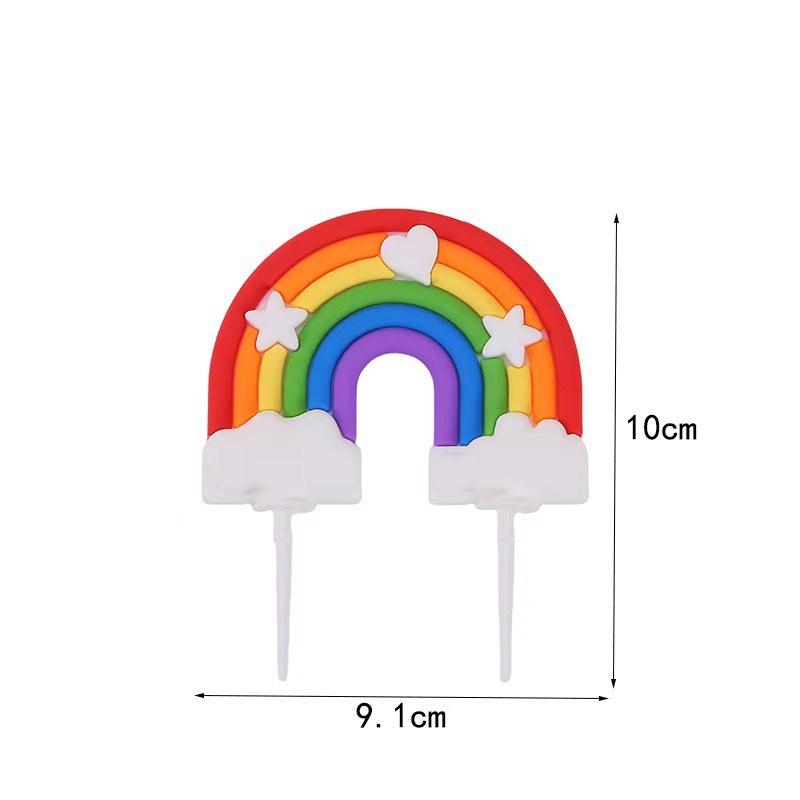 Versatile Rainbow Arch Cake Topper: Colorful Cartoon Forest Style Red Pink Rubber Ornament