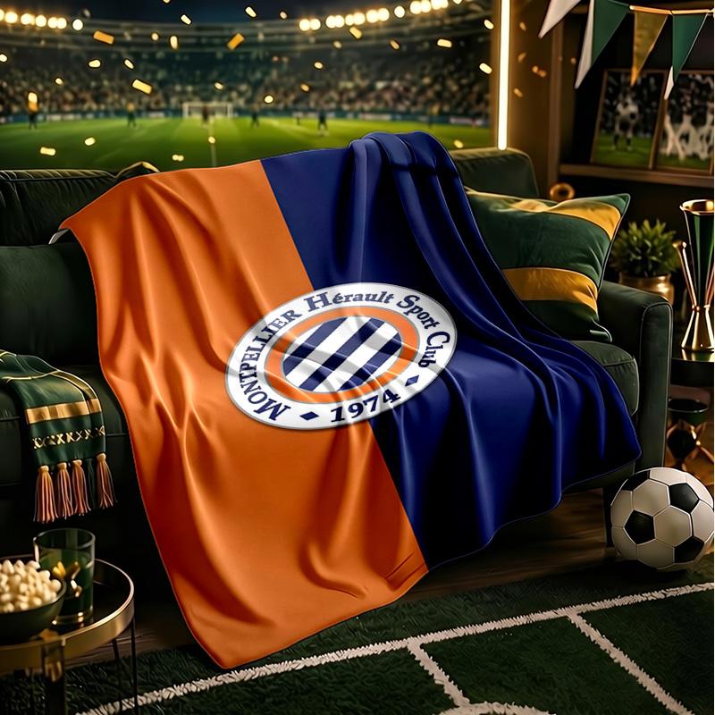 Montpellier Sc Crest Blanket Lightweight Ideal Bedding Blanket Perfect for Travel, Camping, Living Rooms, Offices, Sofas, Fan Christmas gift