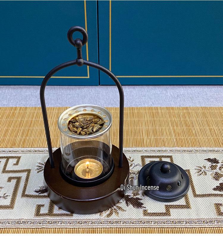 Retro Agarwood Incense Burner & Essential Oil Candle Lamp - Windproof Home Decor