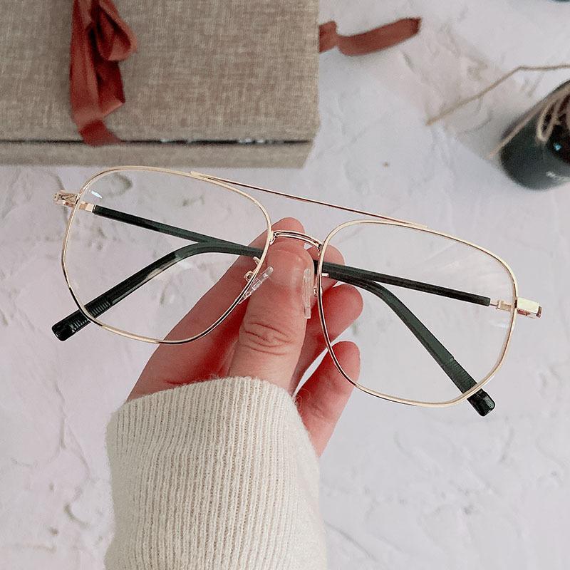 Retro Double Beam Flat Glasses Irregular Business Glasses Frame Trendy Men And Women Personality Can Be Matched With Myopia Glasses Frame