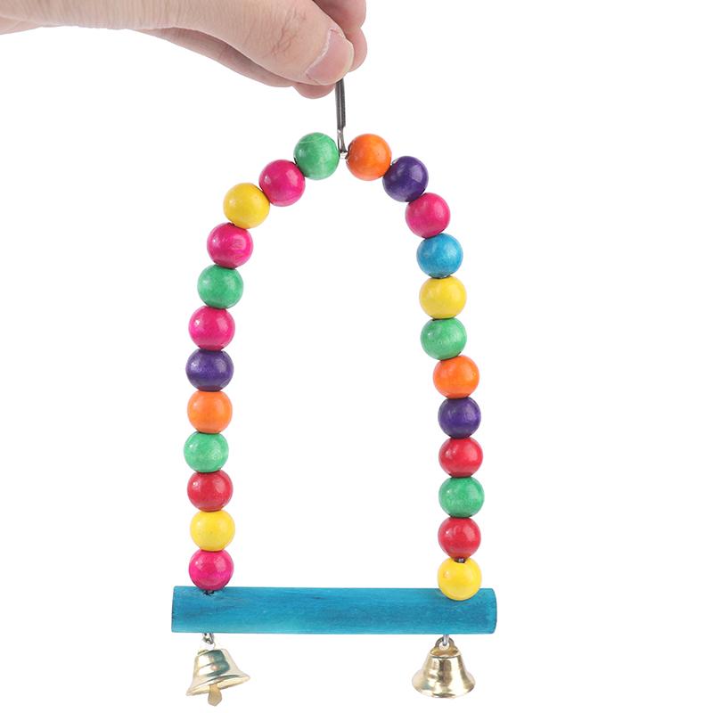 Natural Wooden Parrot Swing Toy Bird Supplies Perch Hanging Swings Cage For Pets