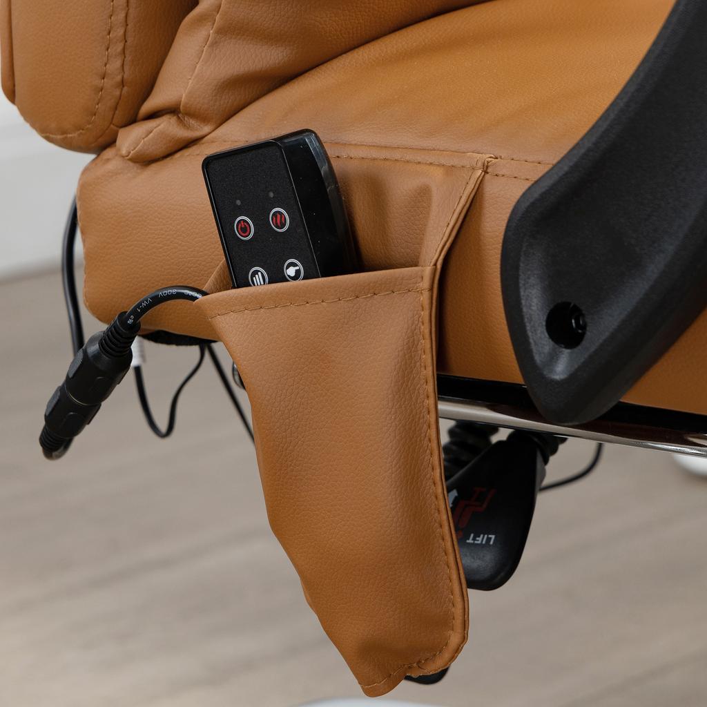 Office Chair with Massage Function, Ergonomic, 66x67x114-122cm, Light Brown