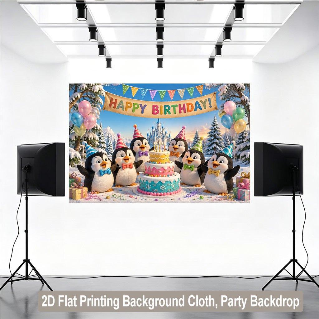 2D Flat Backdrop1pc Birthday Scene Cute Backdrop Banner Polyester Wall Decor For Living Room Bedroom Office Outdoor Decor Holiday Gift