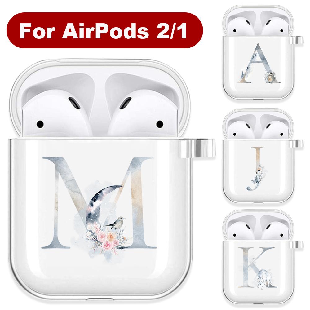 

Мягкий чехол из ТПУ с акварелью, 26 цветов, животных, букв, для AirPods 2, 1 AZ, прозрачный силиконовый чехол для беспроводной Bluetooth коробки для наушников