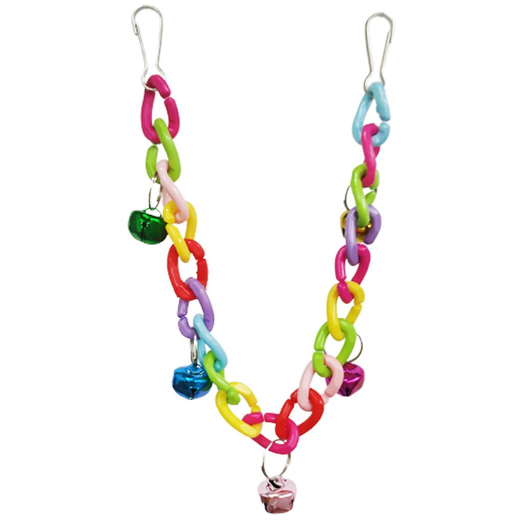Colorful Hanging Bridge Chewing Toy with Bells for Small Birds - Parrot & Cockatiel Fun Accessory