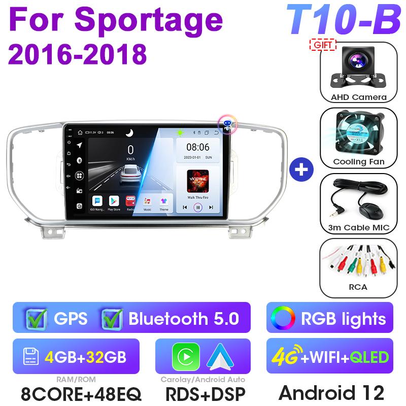 Android 12 Car Radio For KIA Sportage KX5 2016 - 2018 2 Din GPS WIFI Carplay Auto Stereo Intelligent Systems Smart Autoradio