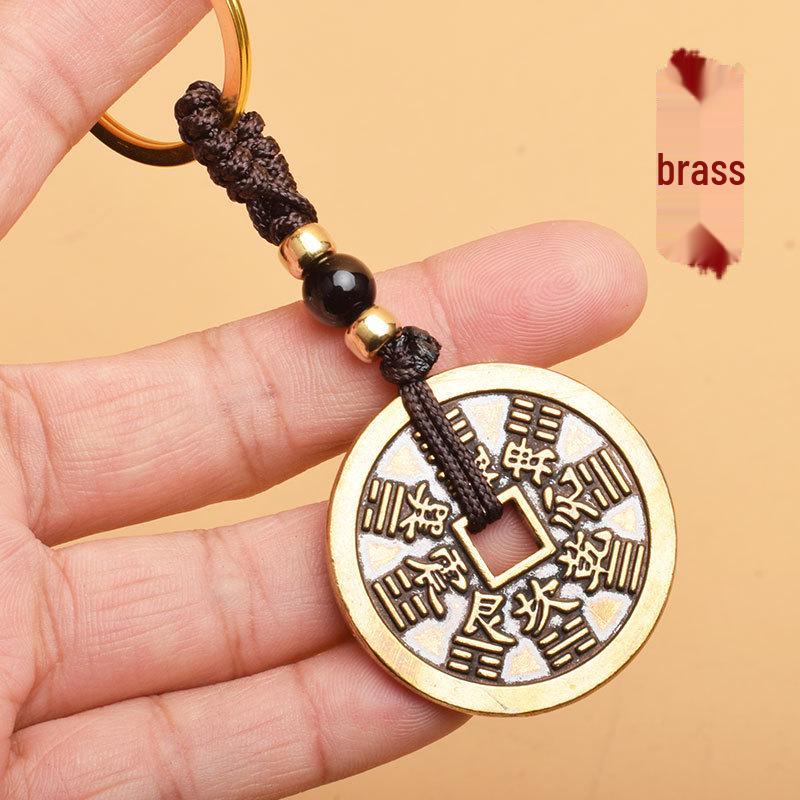 Brass Keychain: 2024 Tai Sui Jiachen Dragon Year Pendant with Mountain Ghost Money and Six-Character Mantra Gawu Box.