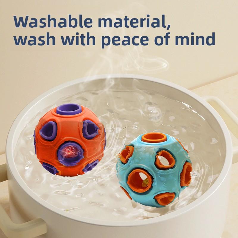 Sound-emitting and Light-emitting Double-layer Dog Toy Ball, Natural Rubber Self-cleaning Teeth Grinding and Leaky Pet Toy Ball