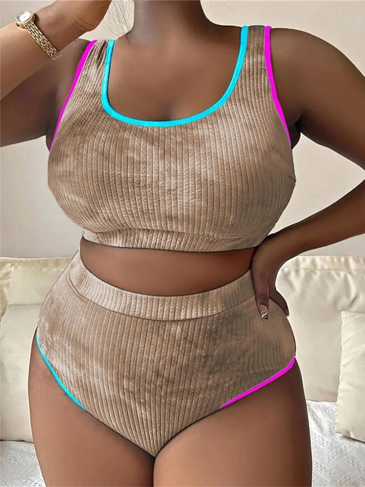 

0XL - 4XL новый бикини Tie Dye большого размера купальники больших размеров женский купальник женский комплект бикини из двух частей купальный костюм 3XL хаки