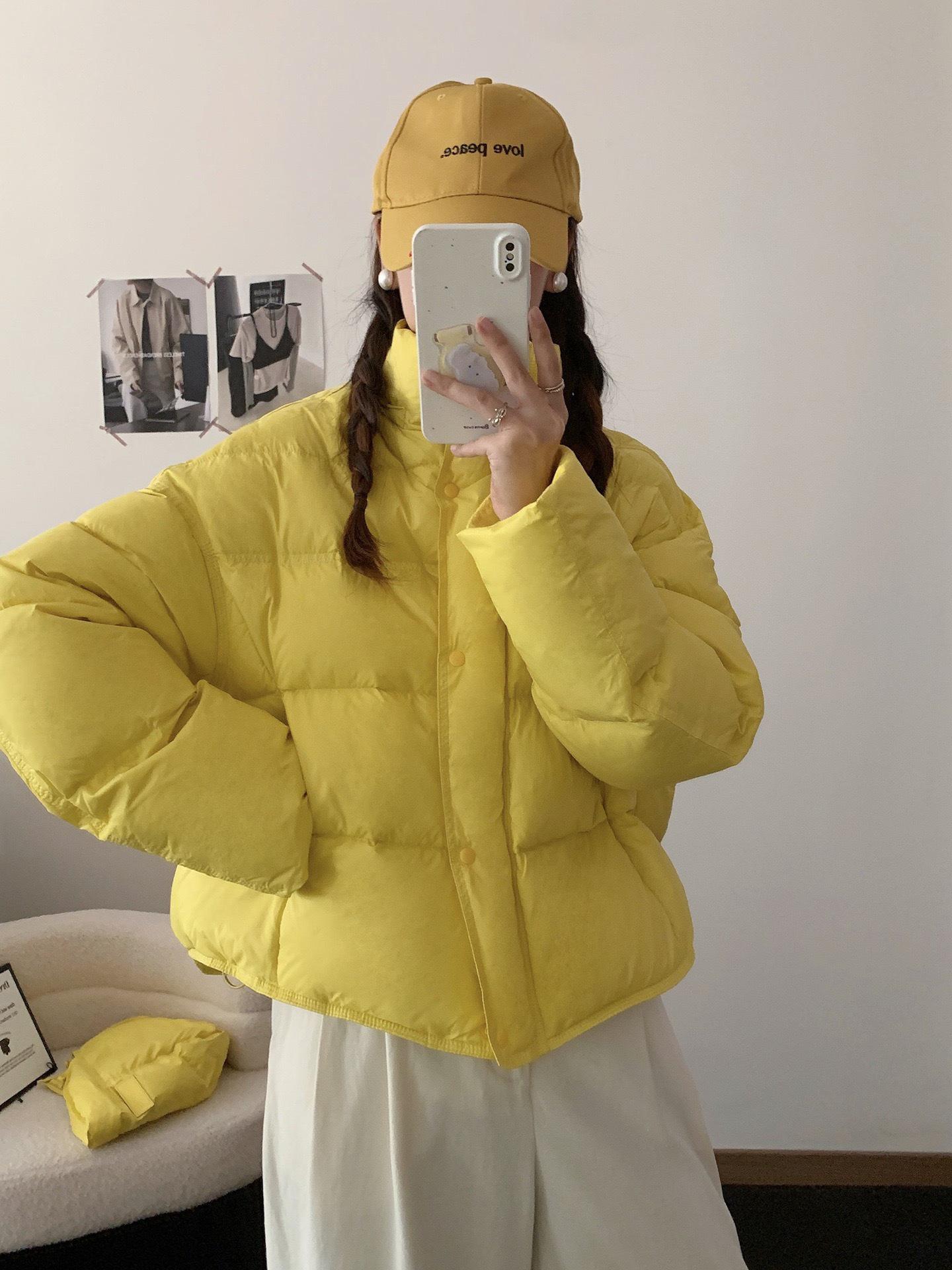 Women`s Blue Puff Sleeve Hooded Down