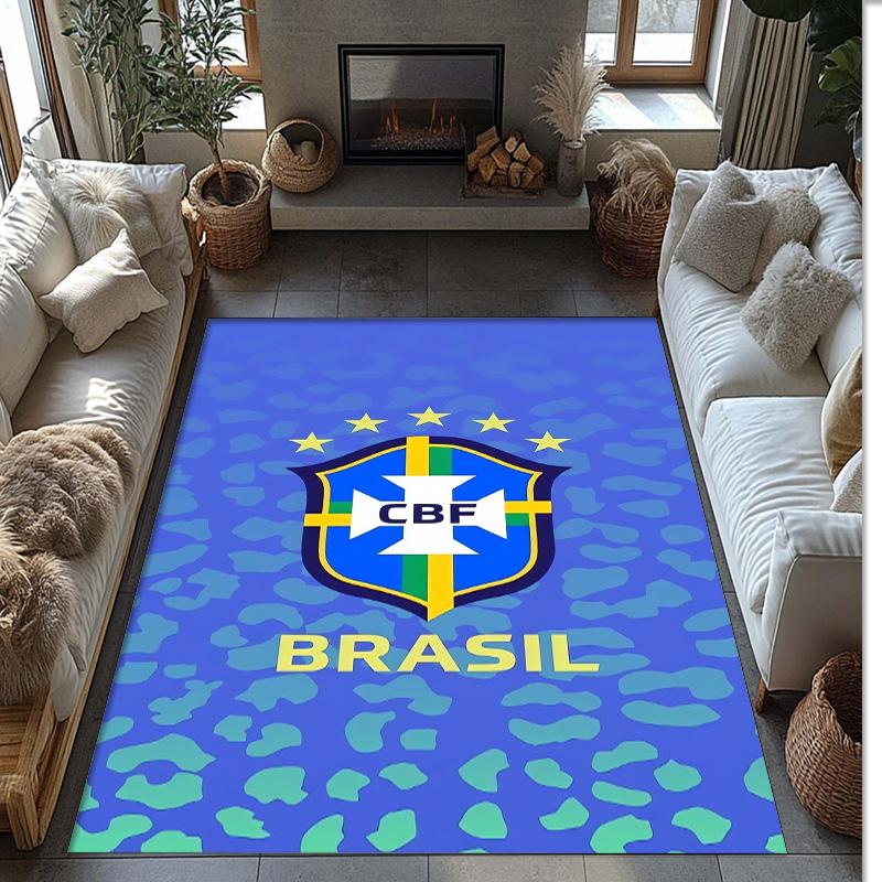 Brazil national football team Printed Flannel Area Rug Non Slip Soft Polyester Floor Carpet Indoor Decor Mat for Bedroom Living Room Sofa