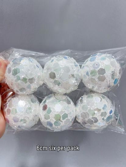 

6 см Белые елочные шары для праздничного оформления витрин и подвесных украшений