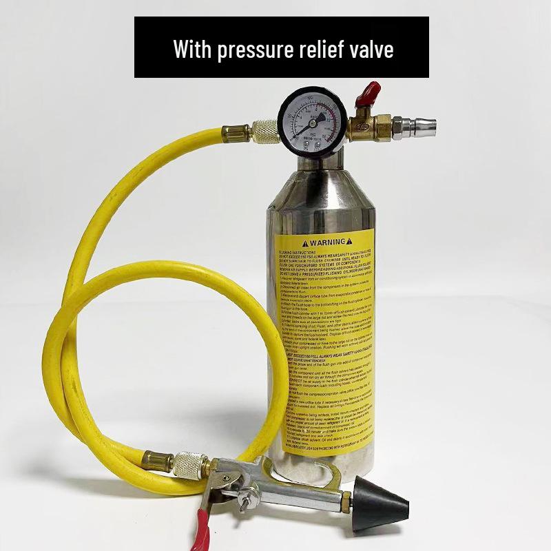 Stainless Steel Car A/C Pipe Cleaning Bottle with Pressure Relief Valve for Non-Dismantle Refrigeration System Repair