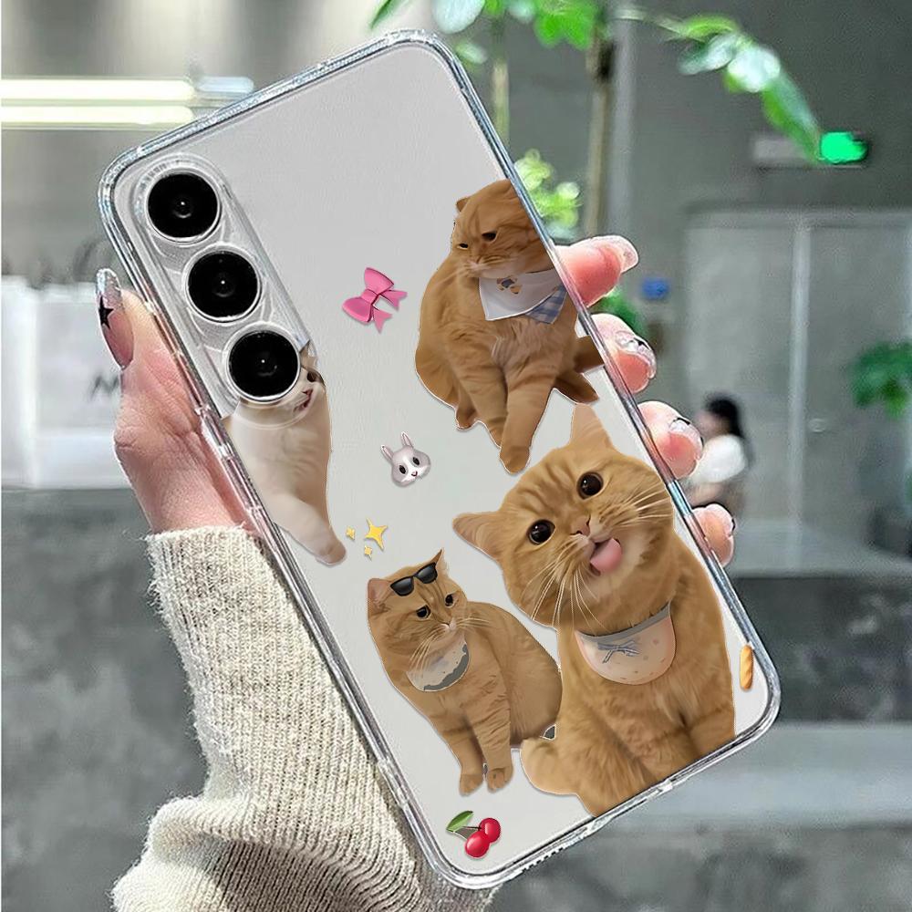 Phone Case For Samsung S20 Ultra S21 Plus S22 Plus S23 Plus S24 Note 20 M33 5G F23 5G Clear Cute Kitty Love Shell