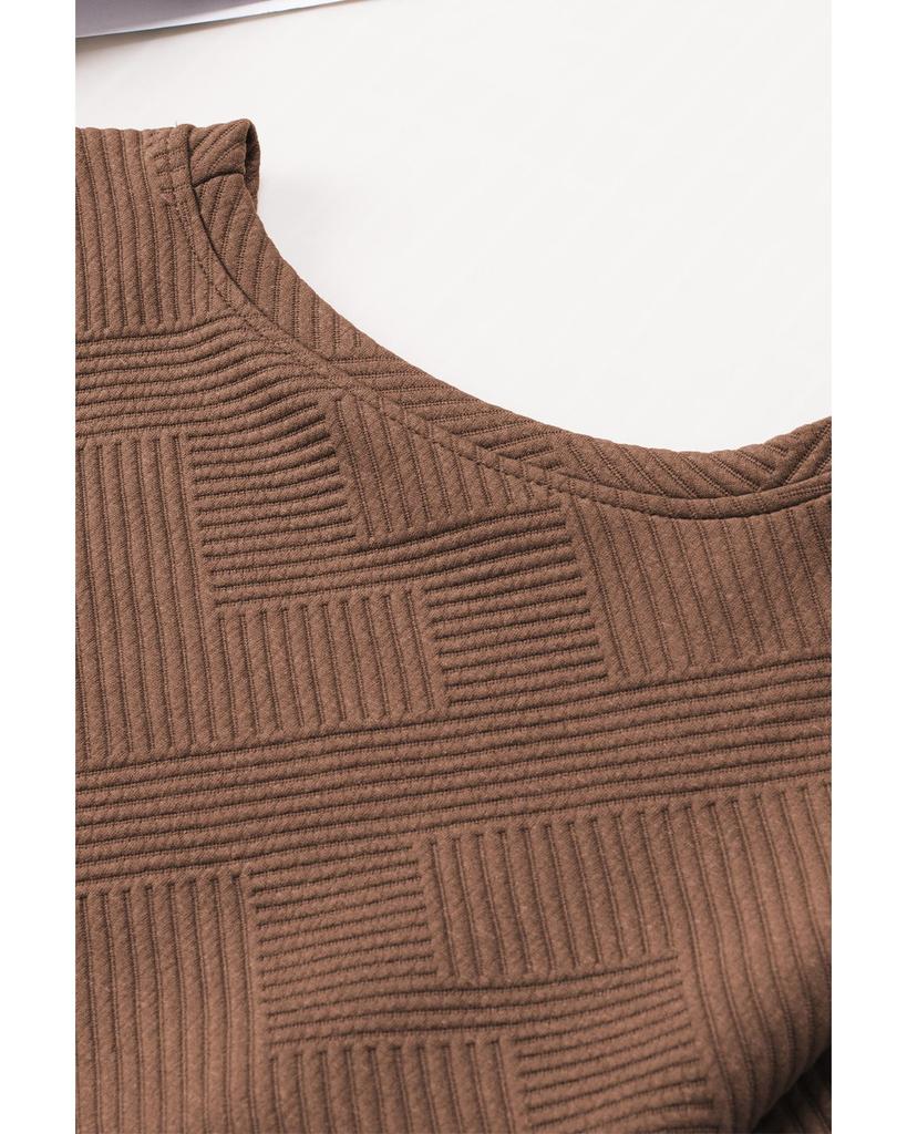 Azura Exchange Textured Long Sleeve Top and Drawstring Shorts Set