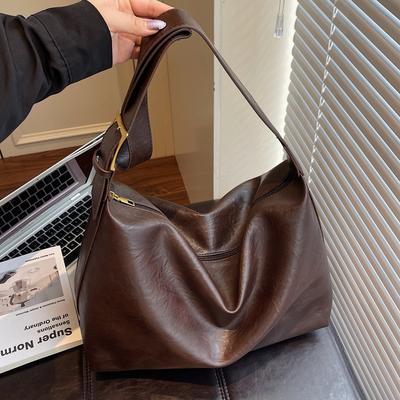 Solid Color Commuter Large Capacity Shoulder Bag Women's Crossbody Bag Underarm Bag