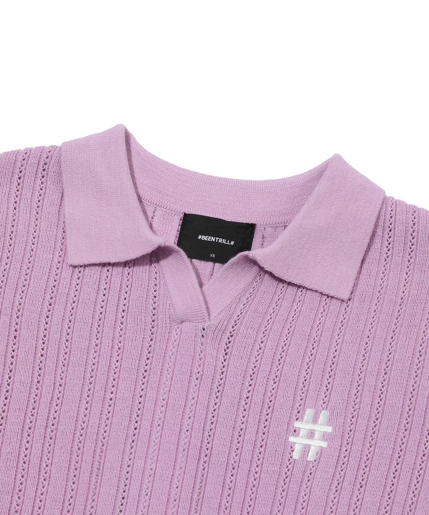 BEENTRILL NEWYORK Women'S Short Sleeve Cable Collar Comfort Fit Knit (Light Pink)