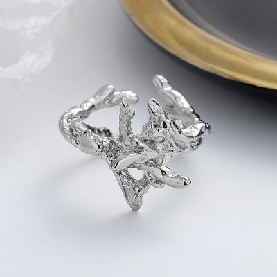 S925 Silver Ring Cast from Dead Wood Branches, Hip-hop Fashion Creative for Men and Women, Simple Literary and Artistic Ring Commemorative Gift