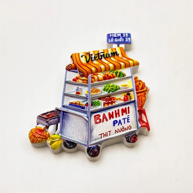 1PC 3D Magnetic Fridge Magnet Cute Food Cart Delicious Food Vietnam Travel Souvenir Resin Painting Fridge Stickers Gift белый
