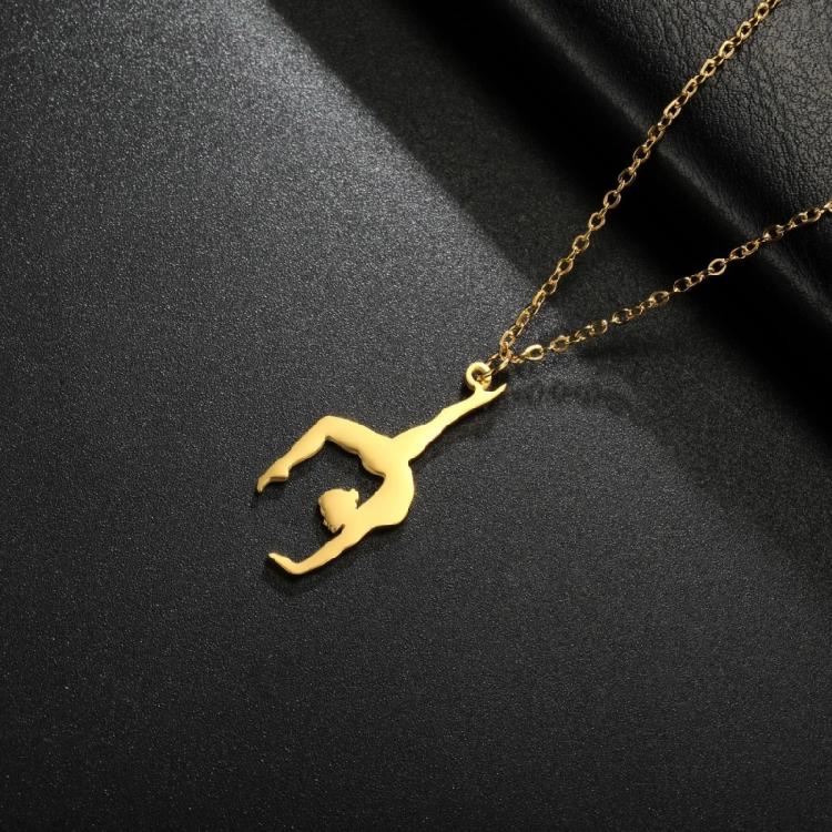 High Polished Stainless Steel Necklace for Women with Gymnastics Pendant Necklace Jewelry Accessory Daily Casual Use