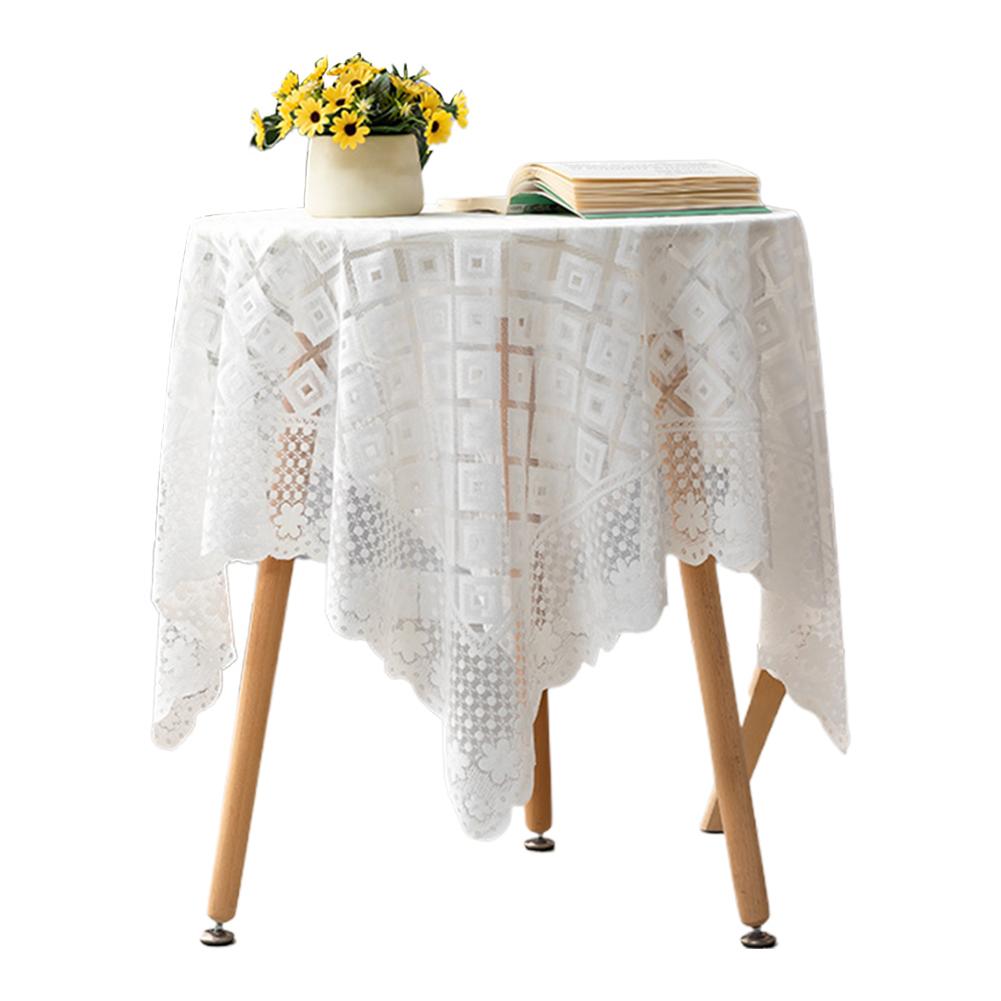 One Antique Embroidered Lace Tablecloth - Solid Color Elegant Flower Cut Process Polyester Square Tablecloth for Home Decor