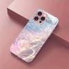 Seawater Ripple Pattern Pink Metallic Paint Glass Hard Phone Case For iPhone 17 Pro Max 11 12 13 14 15 16 Plus 16E 17Air Cover