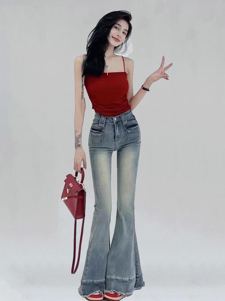 

Женские джинсы клеш с необработанным краем и высокой посадкой XS