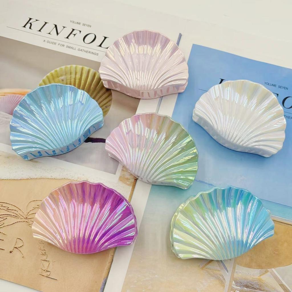 3 Stück/Set Farbverlauf Verträumte Muschel Haarspangen Ozean Strand Muschel Haarspange Muschel Matt Hai-Klammer Kopfschmuck Haarschmuck