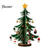 Miniature Christmas Tree Figurine Wooden Ornaments, 3D Rustic Tabletop Decor Decorative Ornaments for Home Desk, Reusable Nordic Style Holiday