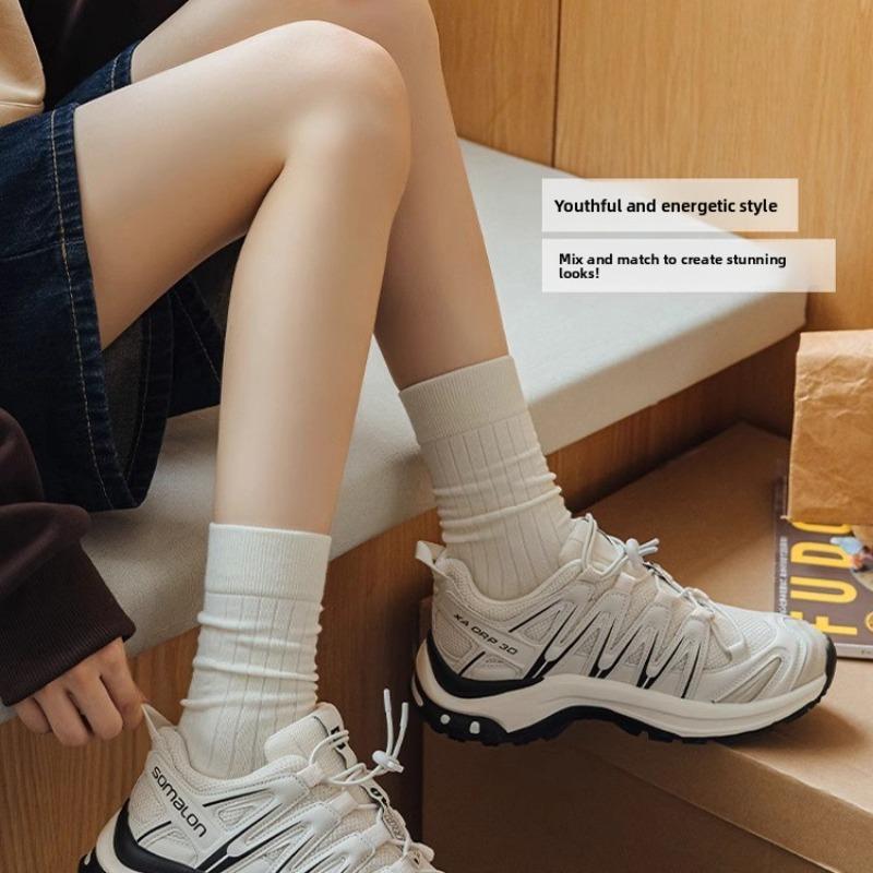 Vertical Striped Socks - Summer Pile-up Socks, Thin Style, Versatile, Boneless, Suitable for Students, Anti-odor, Breathable, Mid-calf Length
