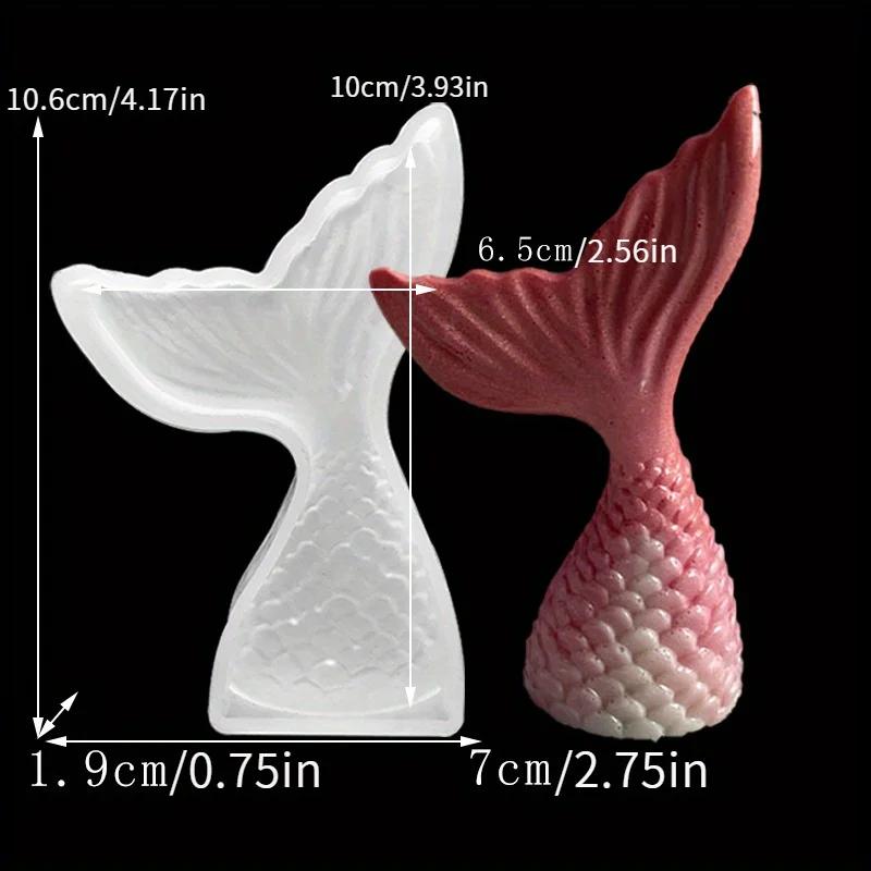3Charming Mermaid Tail Silicone Mold Pendant-Sparkling Crystal Cake Decoration Handmade Fishtail Baking Creative