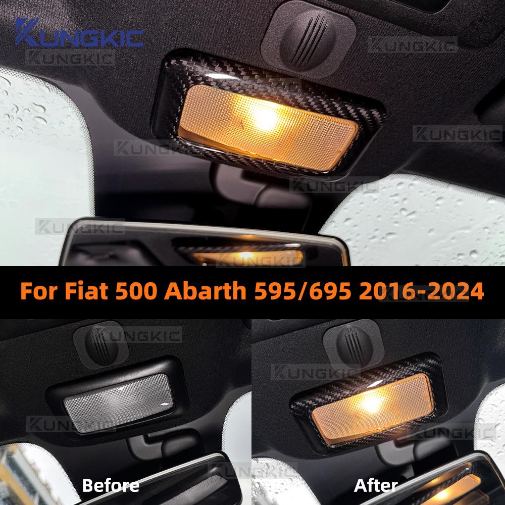 For Abarth 595 695 Fiat 500 2016-2020 2021 2022 2023 2024 Real Hard Dry Carbon Fiber Sticker LHD RHD Car Reading Lamp Outer
