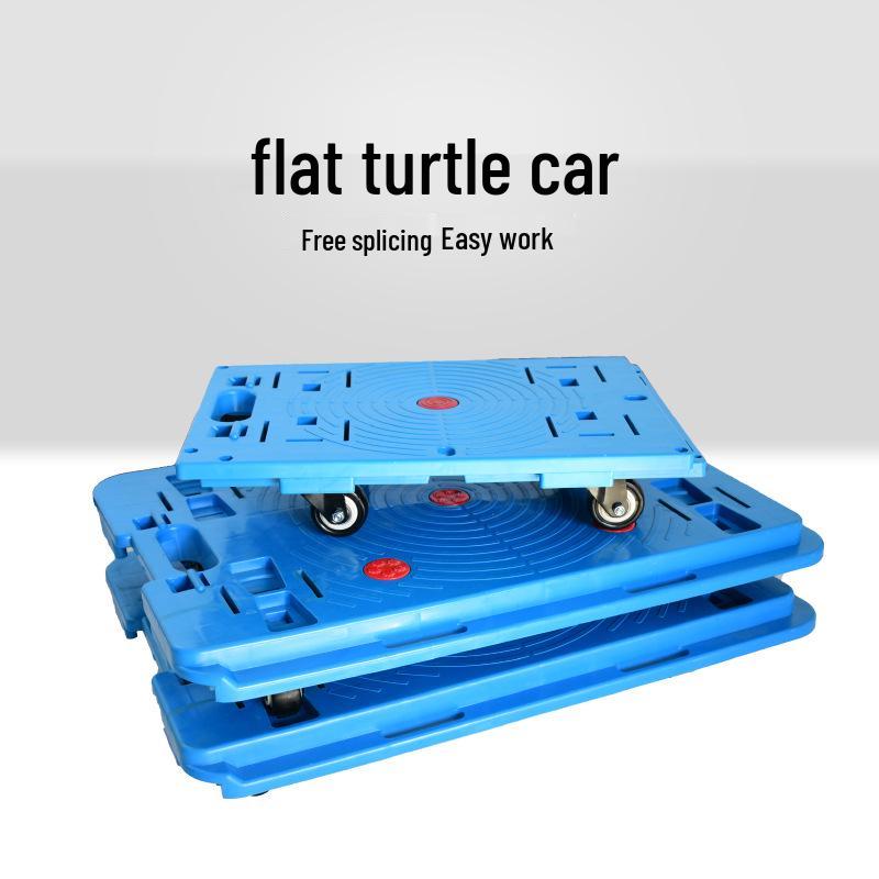 Turtle Pushcart: Flat Four-Wheel Dolly Trailer, Load King Pallet & Hand Truck Large Towing Rope