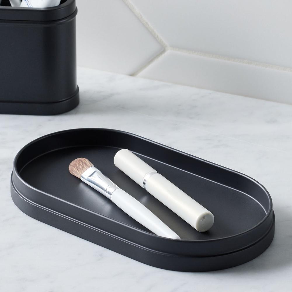 Durable Black Metal Accessory Tray Organizing Small Items In Bathroom Bedroom Office Chic Design Space-Saving Solution