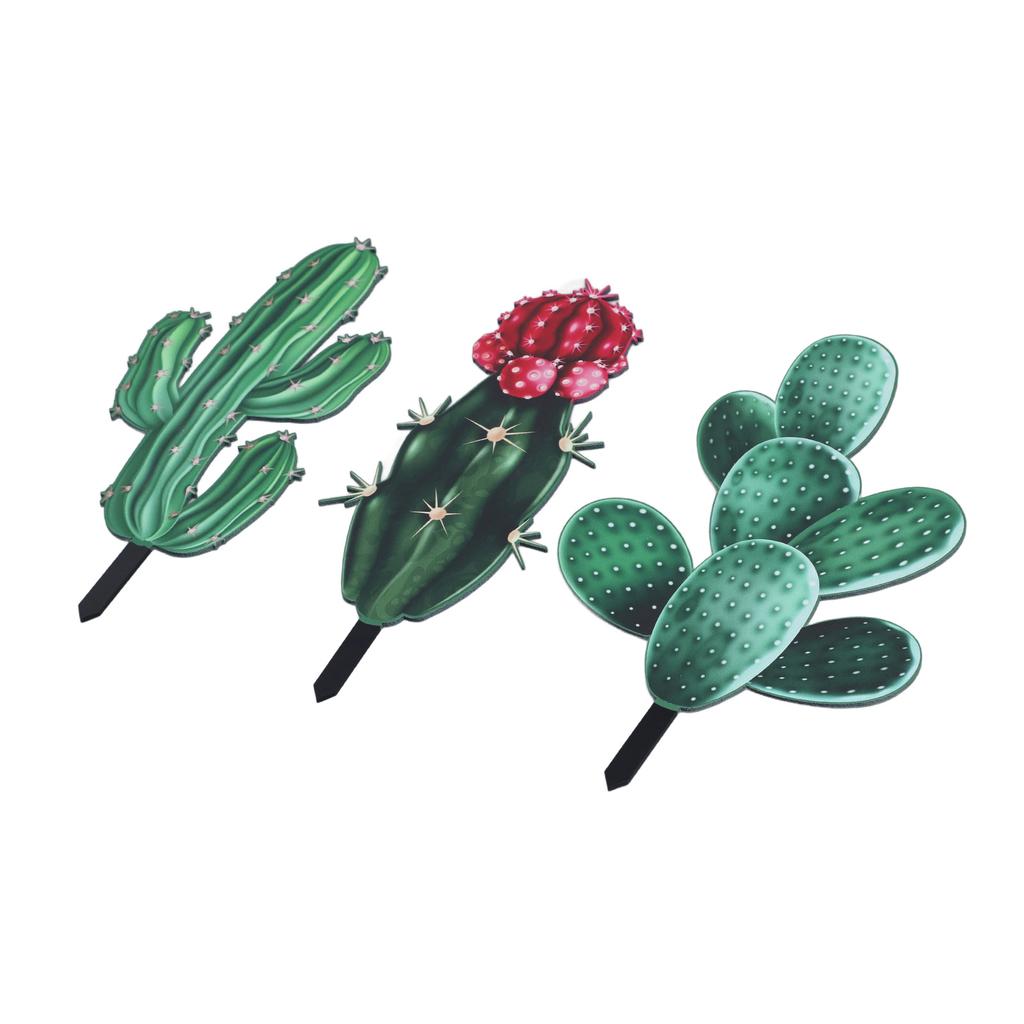 Cactus Flower Decor Insert Acrylic Simulation Cactus Decorative Ornament Stake Outdoor Art Plant