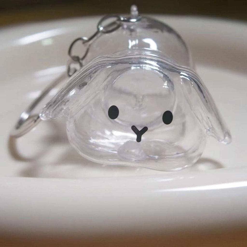 Funny Rabbit Shape Hair Storage Keepsakes Box Keychain Plastic Clear Pet Furs Collector Pendant Decors Pet Lover Gift
