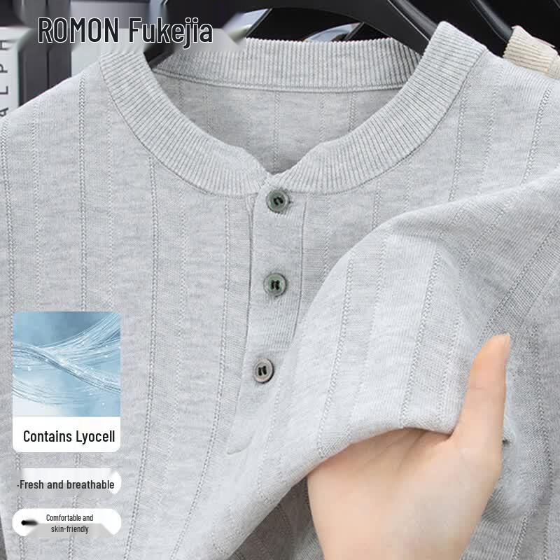 ROMON Men s Lyocell Linen Blend Casual Short Sleeve T-Shirt 2XL
