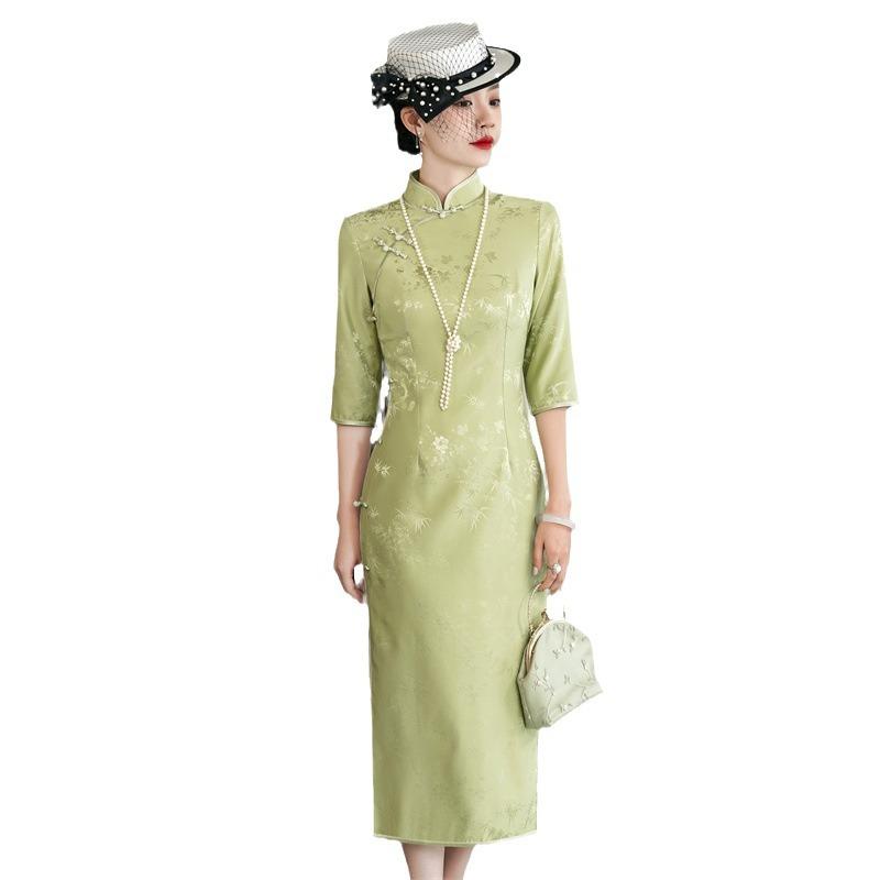 High-end silk cheongsam 1011 new women's daily retro improved high-end Chinese mulberry silk cheongsam dress