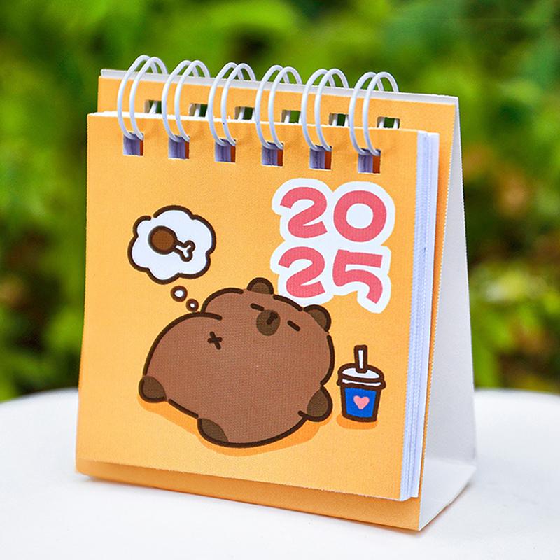 Creative Mini Cartoon Desk Calendar Cute Portable Capybara Pocket Calendar Desktop Small Decoration Office School Supplies Gifts