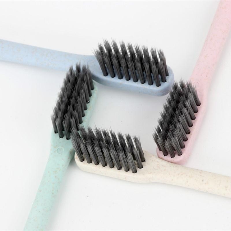 10 Pieces / Set of Wheat Straw Bamboo Charcoal Toothbrush Adult Super Fine Soft Hair Small Head Toothbrush 10 Family Wear
