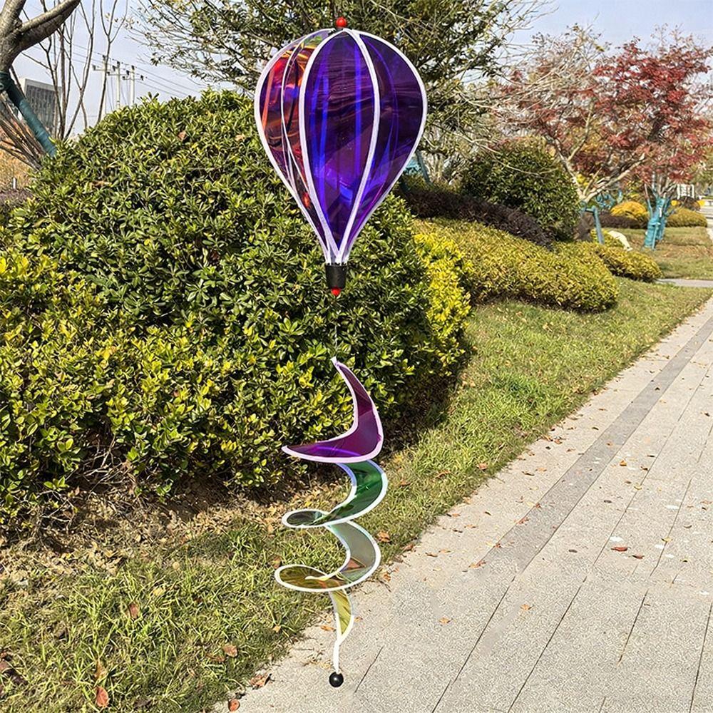 Giant Size Rainbow Hot Air Balloon Plastic Material Rotating Sequins Wind Spinners 4X Balloon 43.3inch Height Pinwheels Play