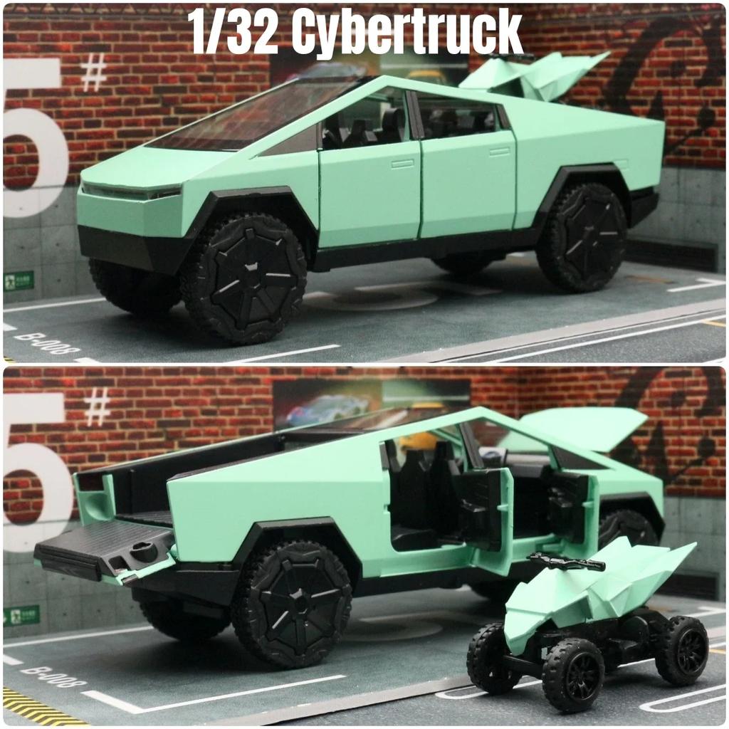 1/32 Tesla Cybertruck Pickup Model S Model X Model Y Toy Car Diecast Metal Off Road Collection Pull Back Sound Light Gift Boy