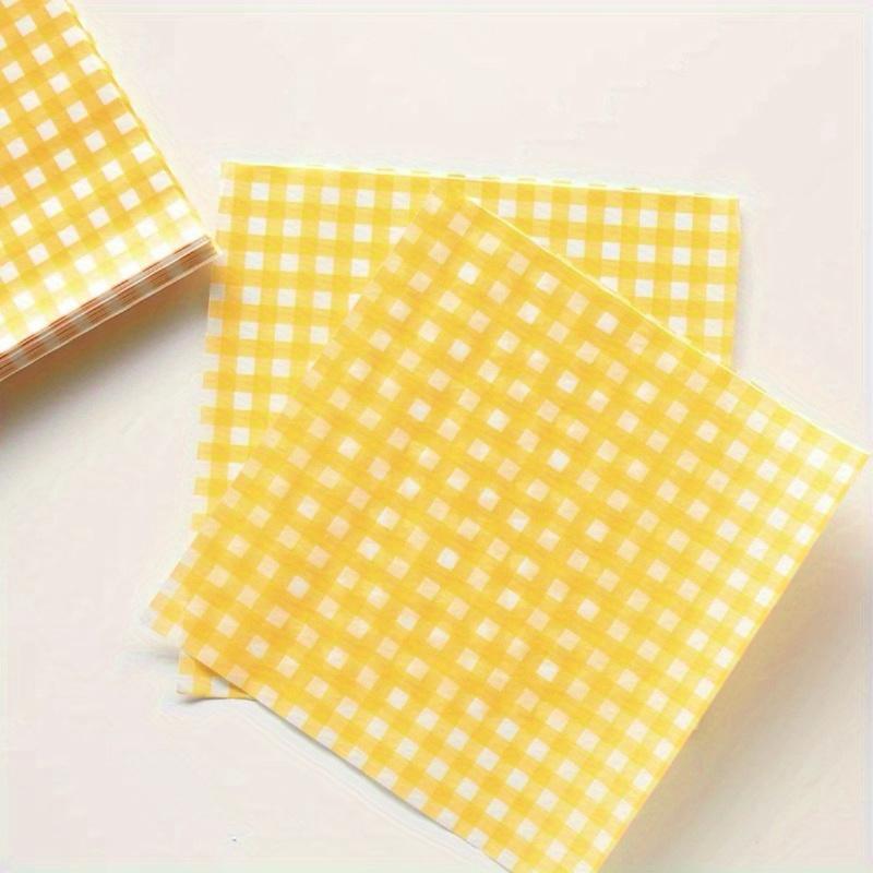 100 sheets , Plaid Pattern Wax Paper Sheets (7.09''x7.09''), Grease Resistant Food Wrapping Paper, Disposable Food Wrappers