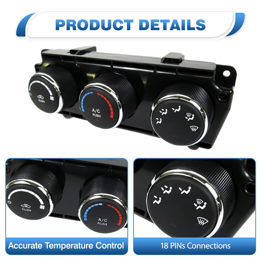 Air Conditioner Heater Control Unit, Replaces 55111167, 55111168, P55111168, 55111168AF, Compatible with Jeep Wrangler 2011-2013, 16 Pins, 1 pc (A)